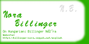 nora billinger business card